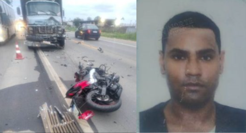 Jovem morre em colisão entre moto e caminhão na BR-101, em Linhares