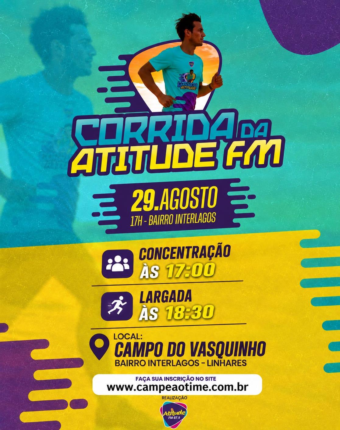 Corrida da Atitude FM: inscrições terminam nesta terça-feira. 